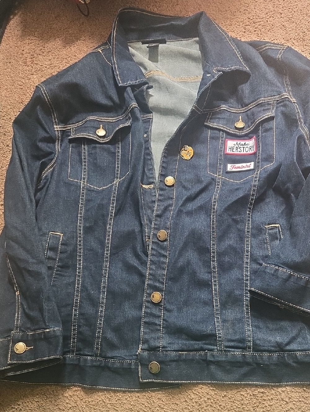 Lane Bryant Dark Wash Denim Jean Jacket with Patches Cotton Blend Plus 💫